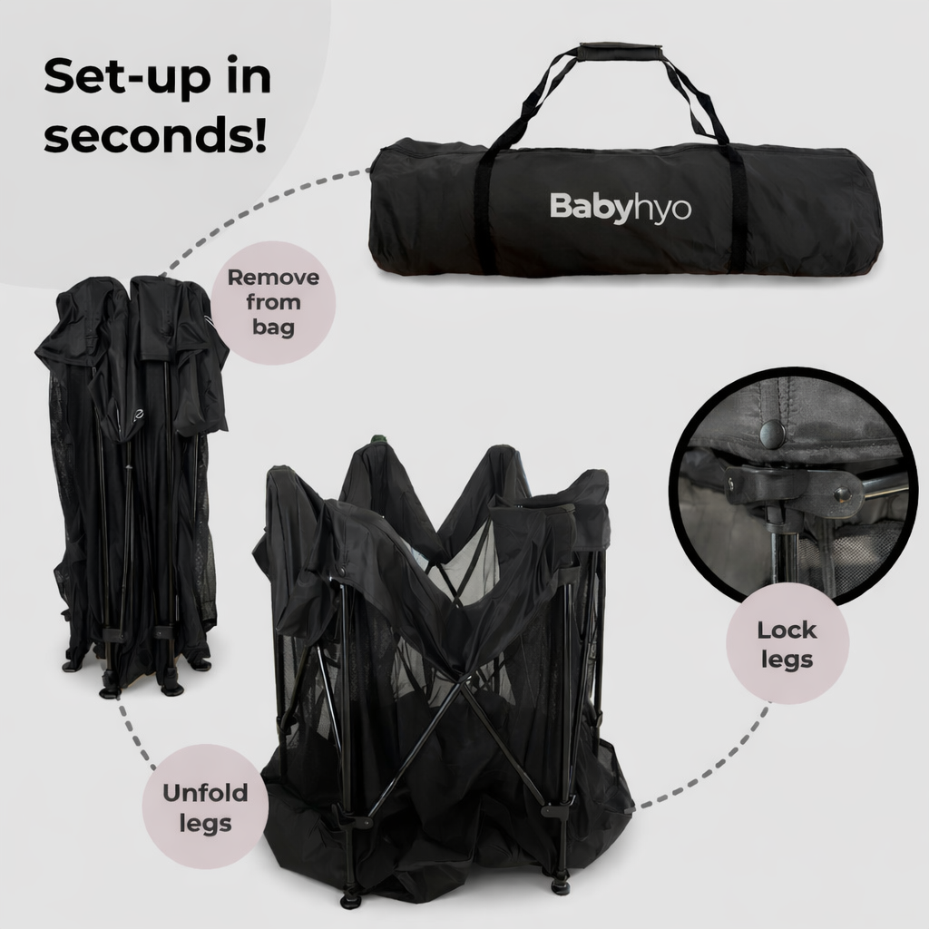 Babyhyo™ Foldable Baby Playpen with Carry Bag – Portable Indoor & Outdoor Play Yard