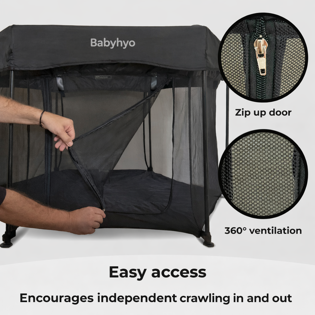 Babyhyo™ Foldable Baby Playpen with Carry Bag – Portable Indoor & Outdoor Play Yard
